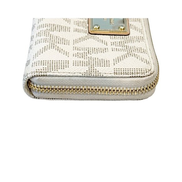 Michael Kors Women's Logo Print Wristlet Wallet Brown Tan Zip - Picture 5 of 7